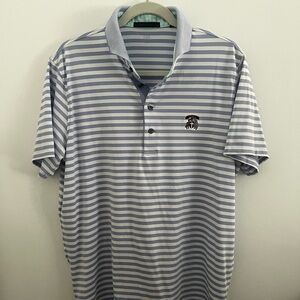 Greyson Men’s Large Blue Striped Polo - Inverness Club Toledo, OH